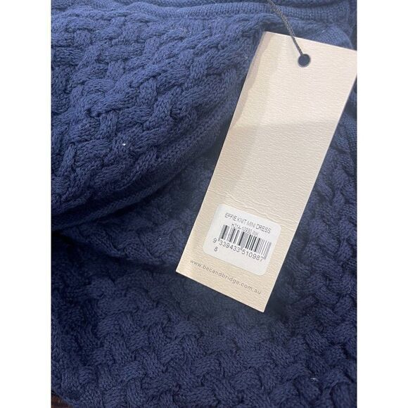 NWT FREE PEOPLE X BEC + BRIDGE Sz US 4 EFFIE KNIT MINI CUTOUT DRESS INK BLUE - Picture 6 of 6